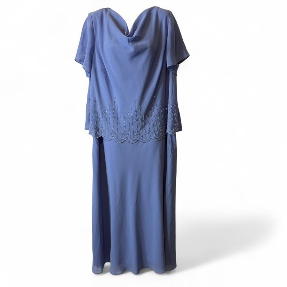 Vintage 90s Coldwater Creek Periwinkle Blue Beaded Evening Gown, Women's Sz 20W‎